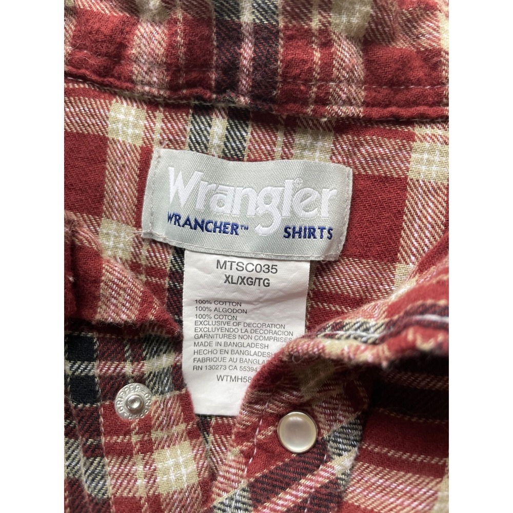 Wrangler Wrancher Plaid Pearl Snap Button Down Western Shirt - Picture 3 of 6
